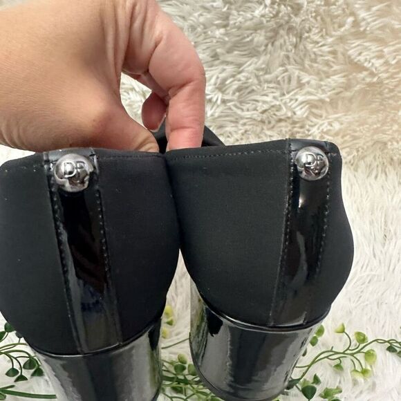 Donald J Pliner Black Stretchy Neoprene Square Toe Low Heel Pumps sz 7M - Picture 6 of 10